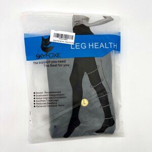 Skyfoxe Medical Compression Pantyhose Stockings Black Thigh High Support Large